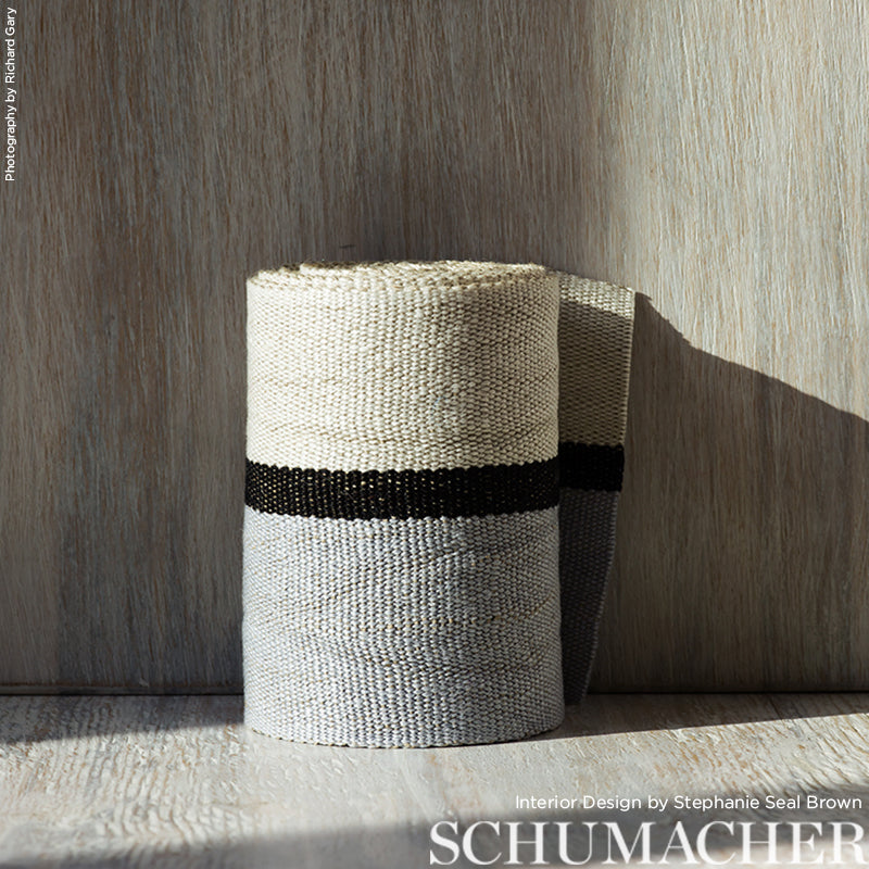 ILE-SAINT-LOUIS-WIDE-TAPE-WHITE-BLACK-SILVERY-BLUE-SCHUMACHER-77020 - Schumacher Trim