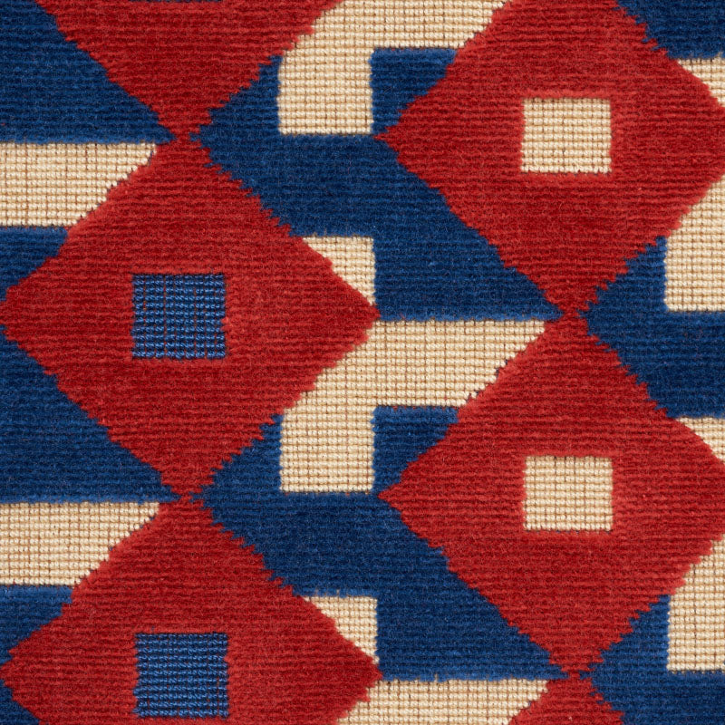 DAZZLE-SHIP-VELVET-BLUE-RED-SCHUMACHER-77241 - Schumacher Fabric