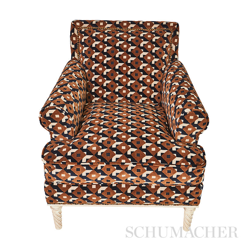 Dazzle Ship Velvet - Brown & Black - Schumacher 77242 Fabric - Schumacher Fabric