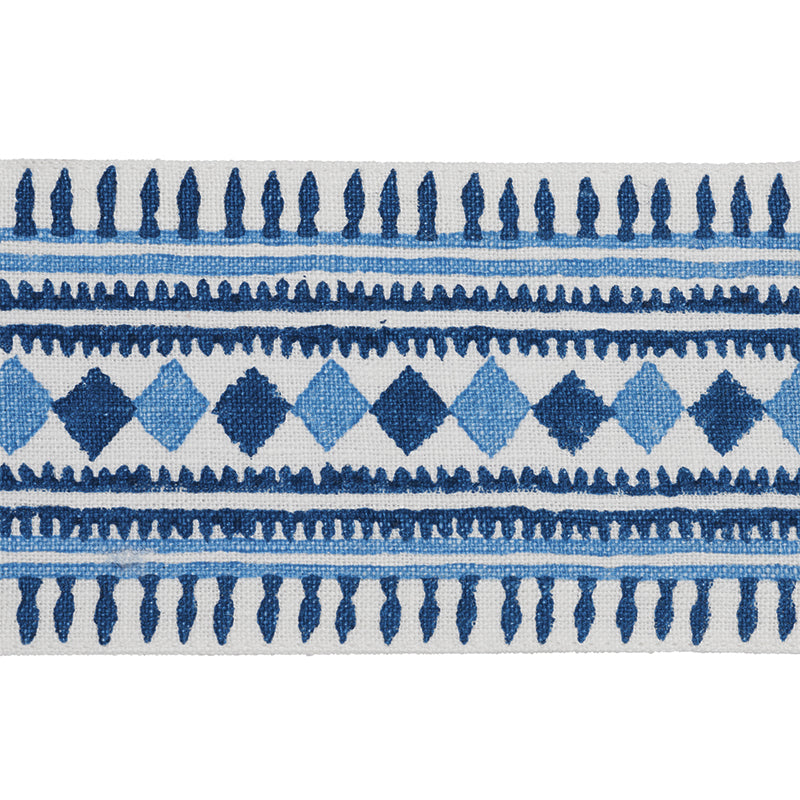 TOULA-HAND-BLOCKED-LINEN-TAPE-BLUES-SCHUMACHER-77330 - Schumacher Trim