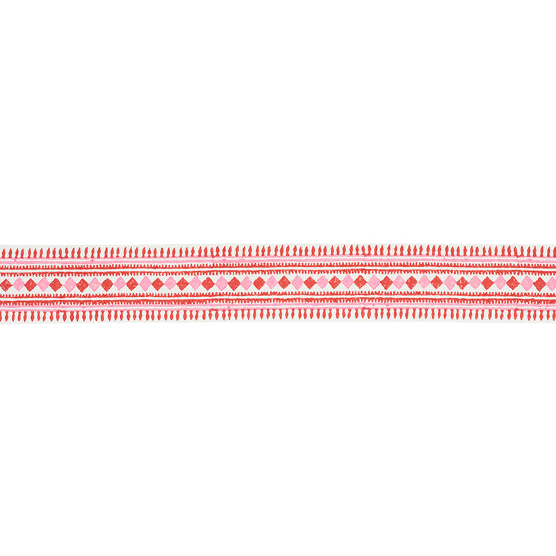 TOULA-HAND-BLOCKED-LINEN-TAPE-RED-PINK-SCHUMACHER-77331 - Schumacher Trim