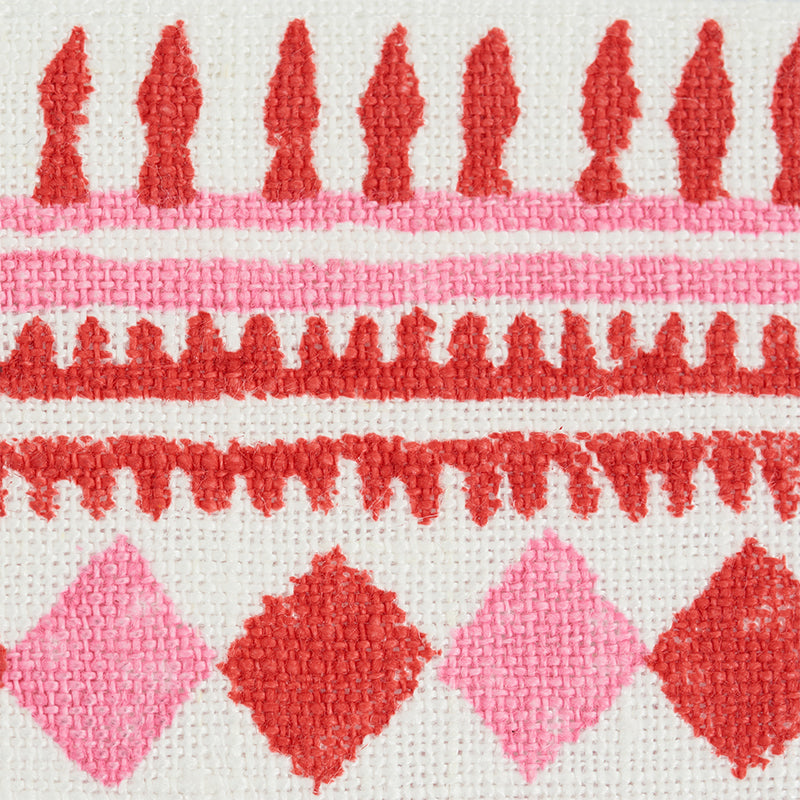 TOULA-HAND-BLOCKED-LINEN-TAPE-RED-PINK-SCHUMACHER-77331 - Schumacher Trim