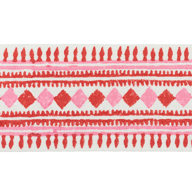 TOULA-HAND-BLOCKED-LINEN-TAPE-RED-PINK-SCHUMACHER-77331 - Schumacher Trim