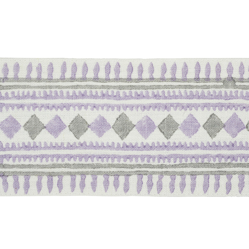 TOULA-HAND-BLOCKED-LINEN-TAPE-LILAC-GREY-SCHUMACHER-77332 - Schumacher Trim