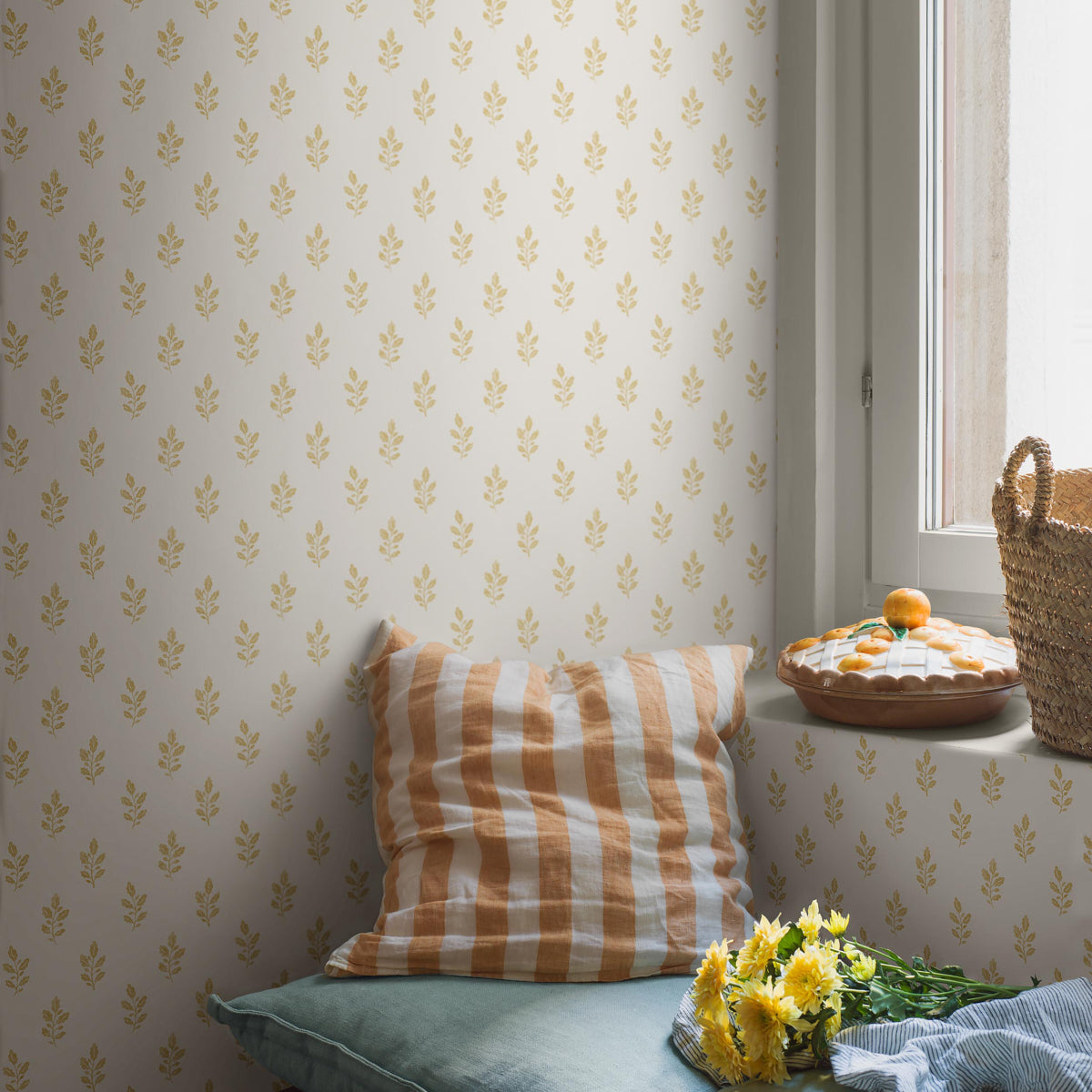 Little Oak - Yellow - Schumacher 7774 Wallpaper - Schumacher Wallpaper