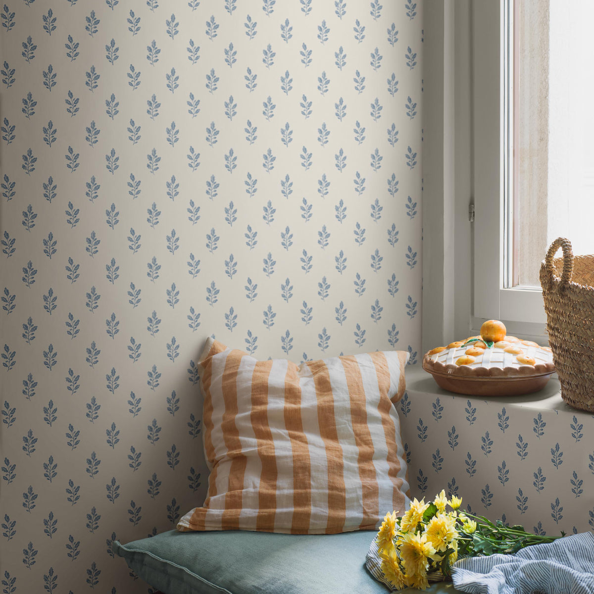 Little Oak - Blue - Schumacher 7775 Wallpaper - Schumacher Wallpaper