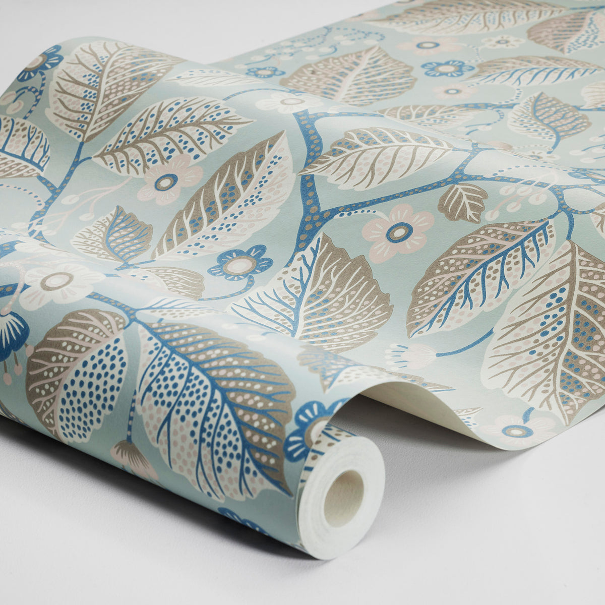 Elm Tree - Blue And Pink - Schumacher 7785 Wallpaper - Schumacher Wallpaper