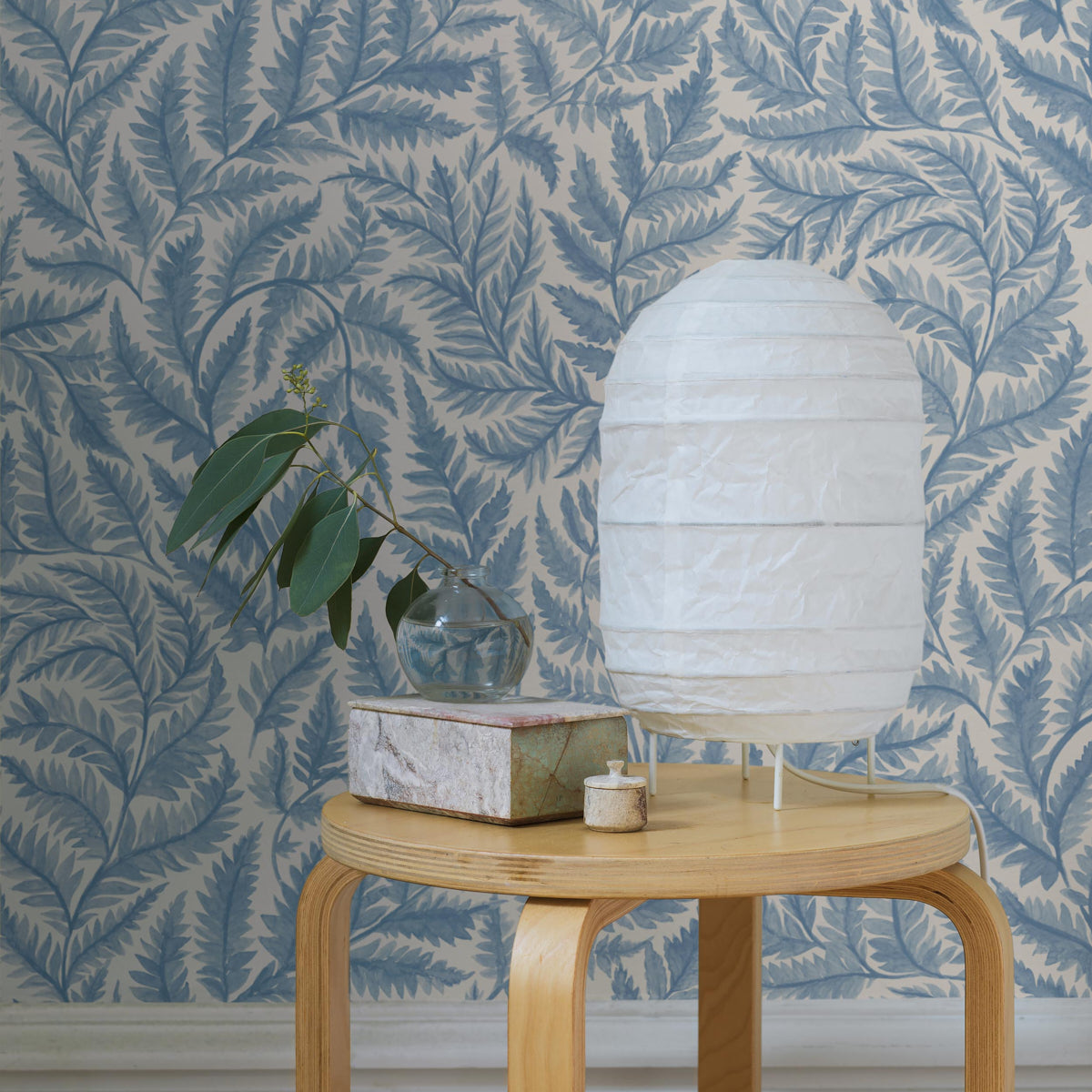 Ferns - Blue - Schumacher 7790 Wallpaper - Schumacher Wallpaper