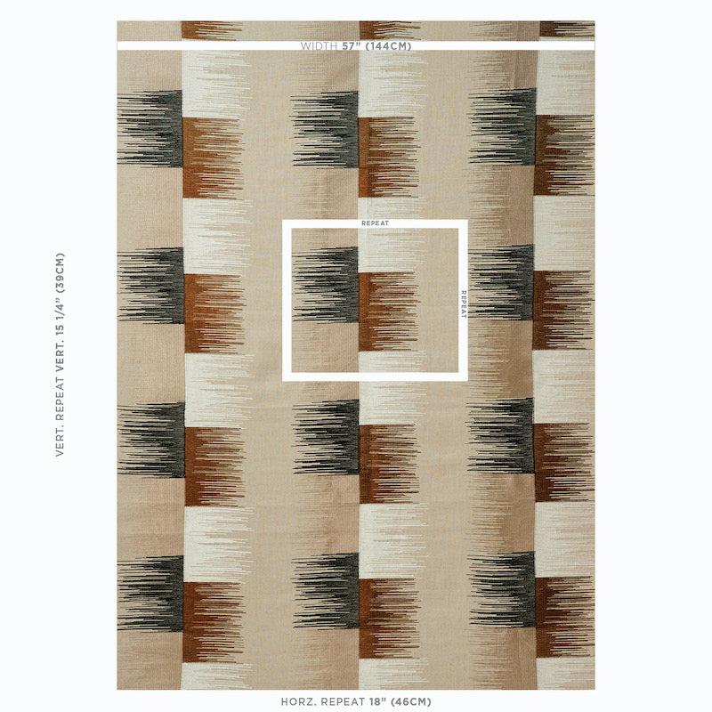 SUNBURST-STRIPE-EMBROIDERY-BLACK-NEUTRAL-SCHUMACHER-78400 - Schumacher Fabric