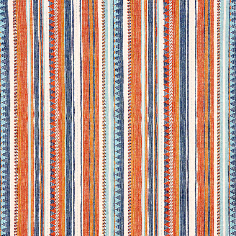 ZUNI-STRIPE-BLUE-ORANGE-SCHUMACHER-78730 - Schumacher Fabric