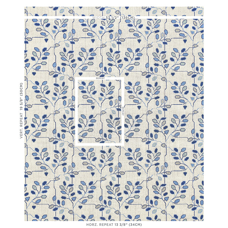TUMBLE-WEED-PINGL-DELFT-BLUE-SCHUMACHER-79510 - Schumacher Fabric