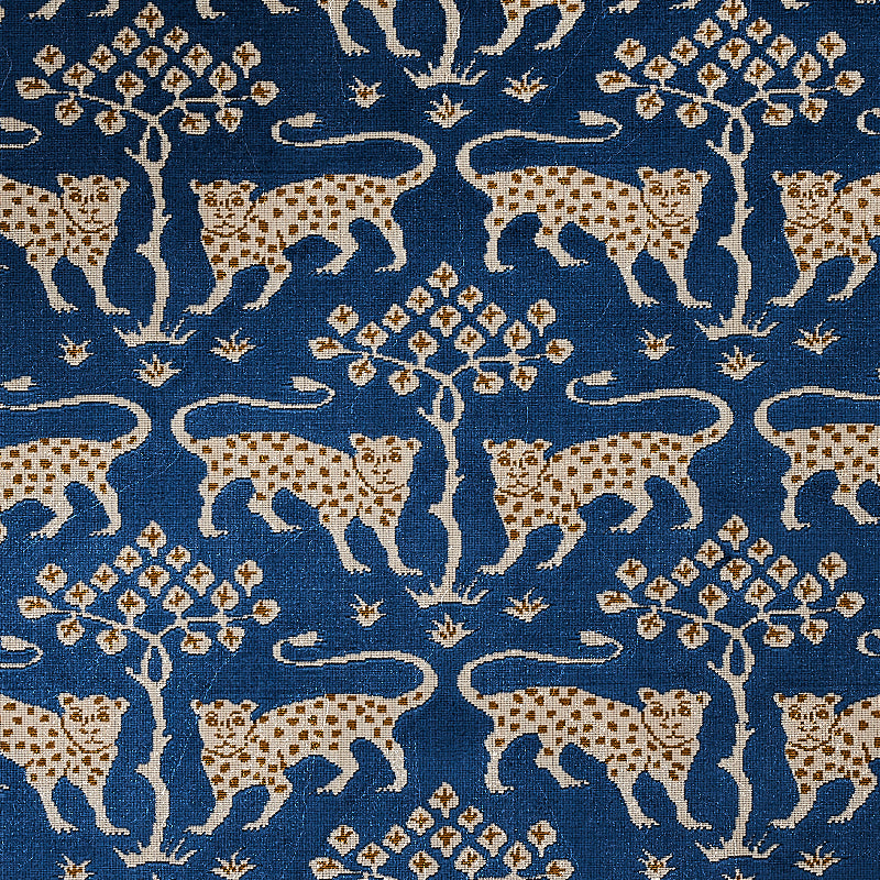 WOODLAND-LEOPARD-VELVET-SAPPHIRE-SCHUMACHER-80082 - Schumacher Fabric