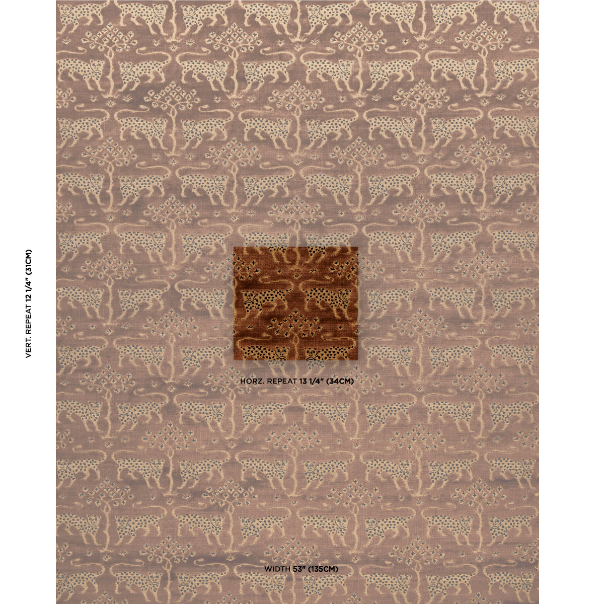 WOODLAND-LEOPARD-VELVET-SEPIA-SCHUMACHER-80083 - Schumacher Fabric