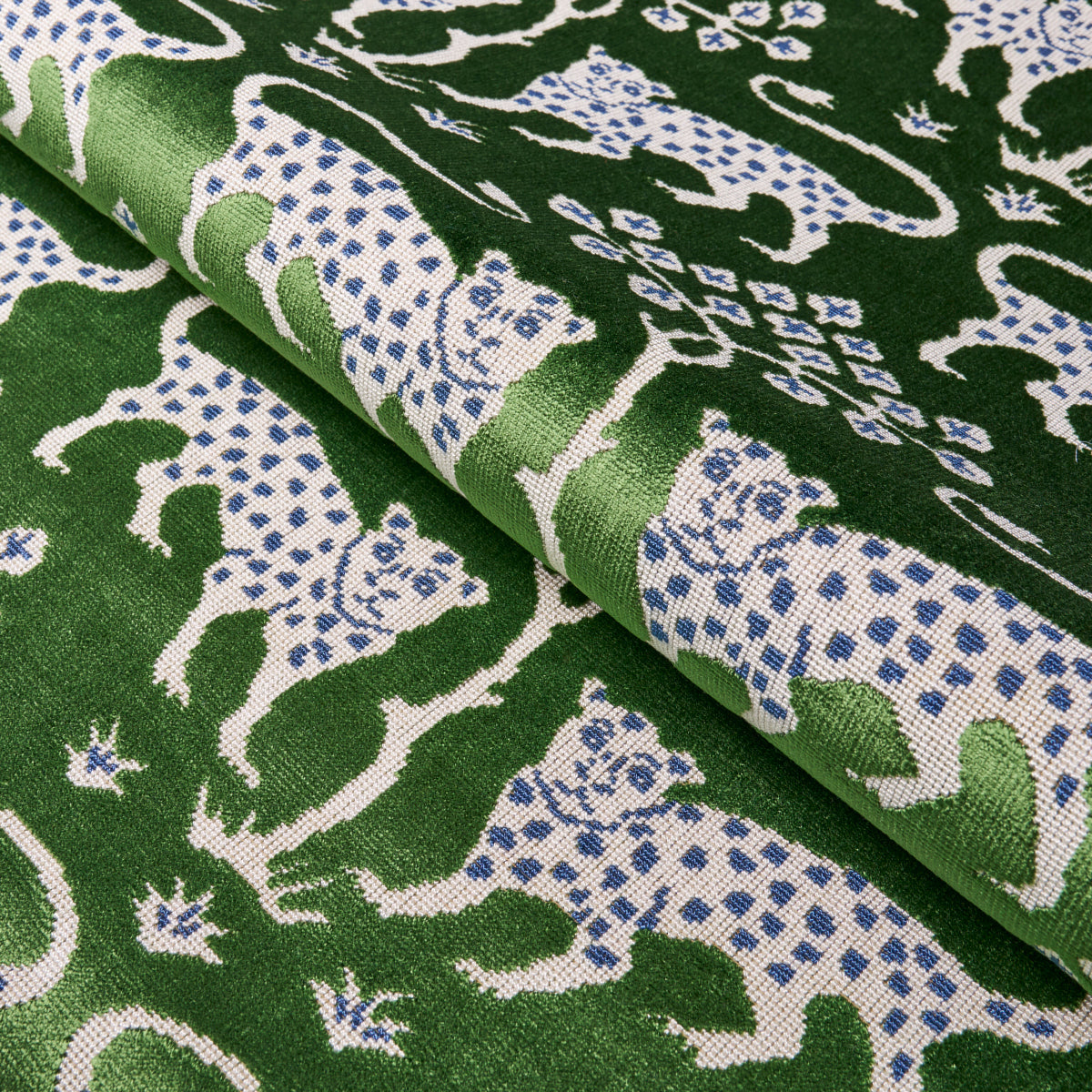 WOODLAND-LEOPARD-VELVET-EMERALD-SCHUMACHER-80084 - Schumacher Fabric