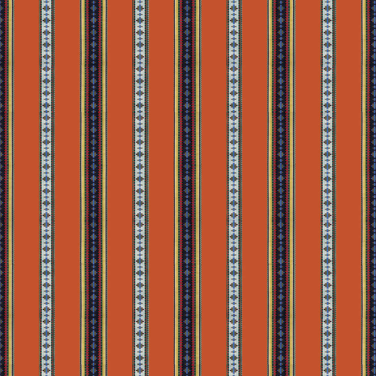 Rayure Broderie - Orange - BRUNSCHWIG & FILS Tela