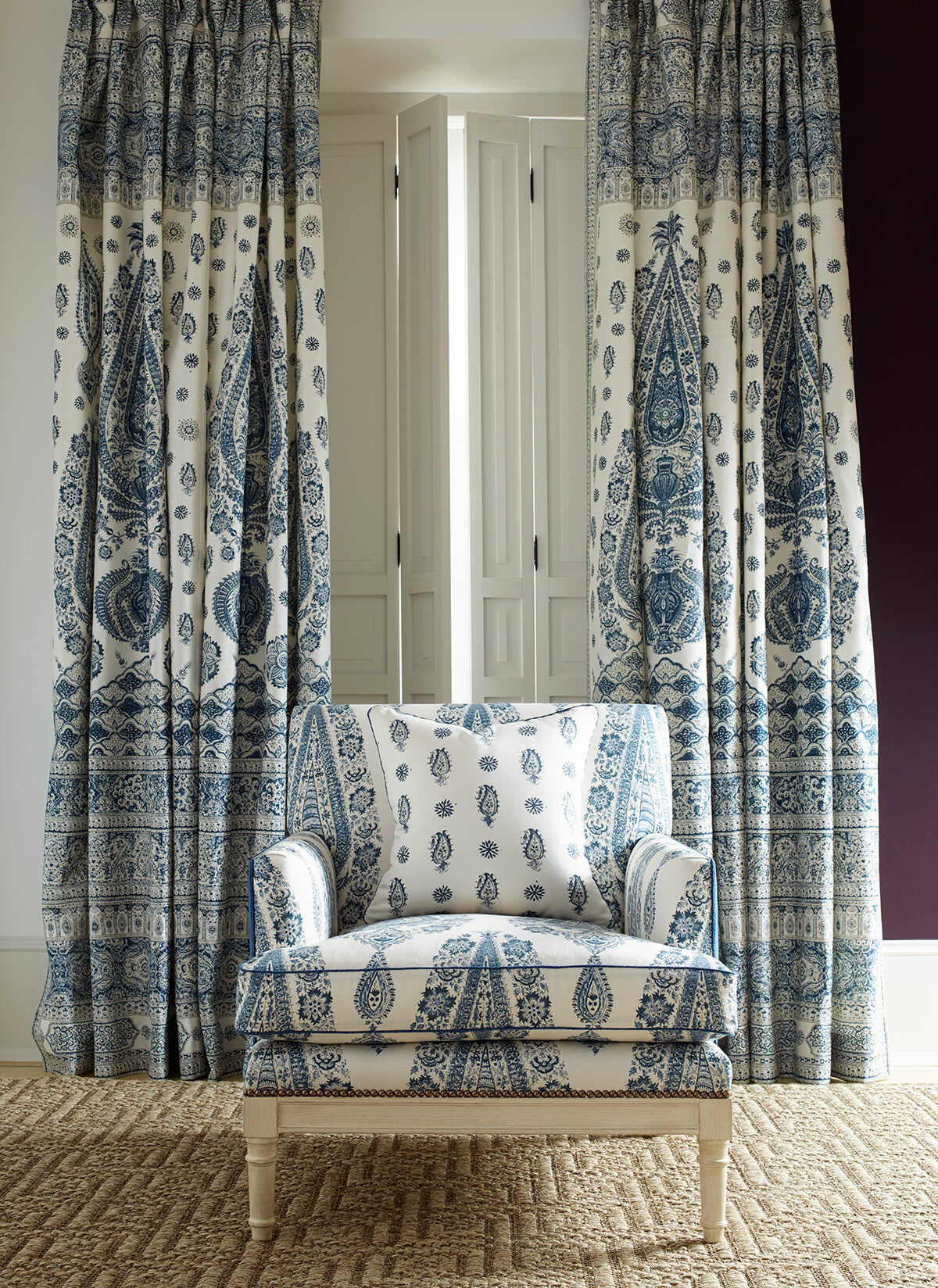 Onam Paisley - Indigo - BRUNSCHWIG & FILS Tela