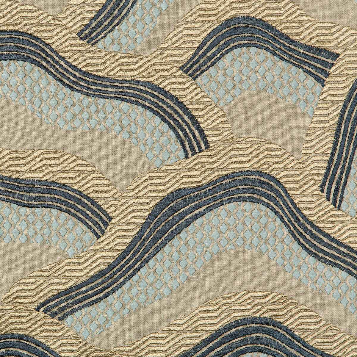 80171275130 Les Rizieres Emb Blue Aqua Brunschwig Fils Fabric - BRUNSCHWIG & FILS Fabric