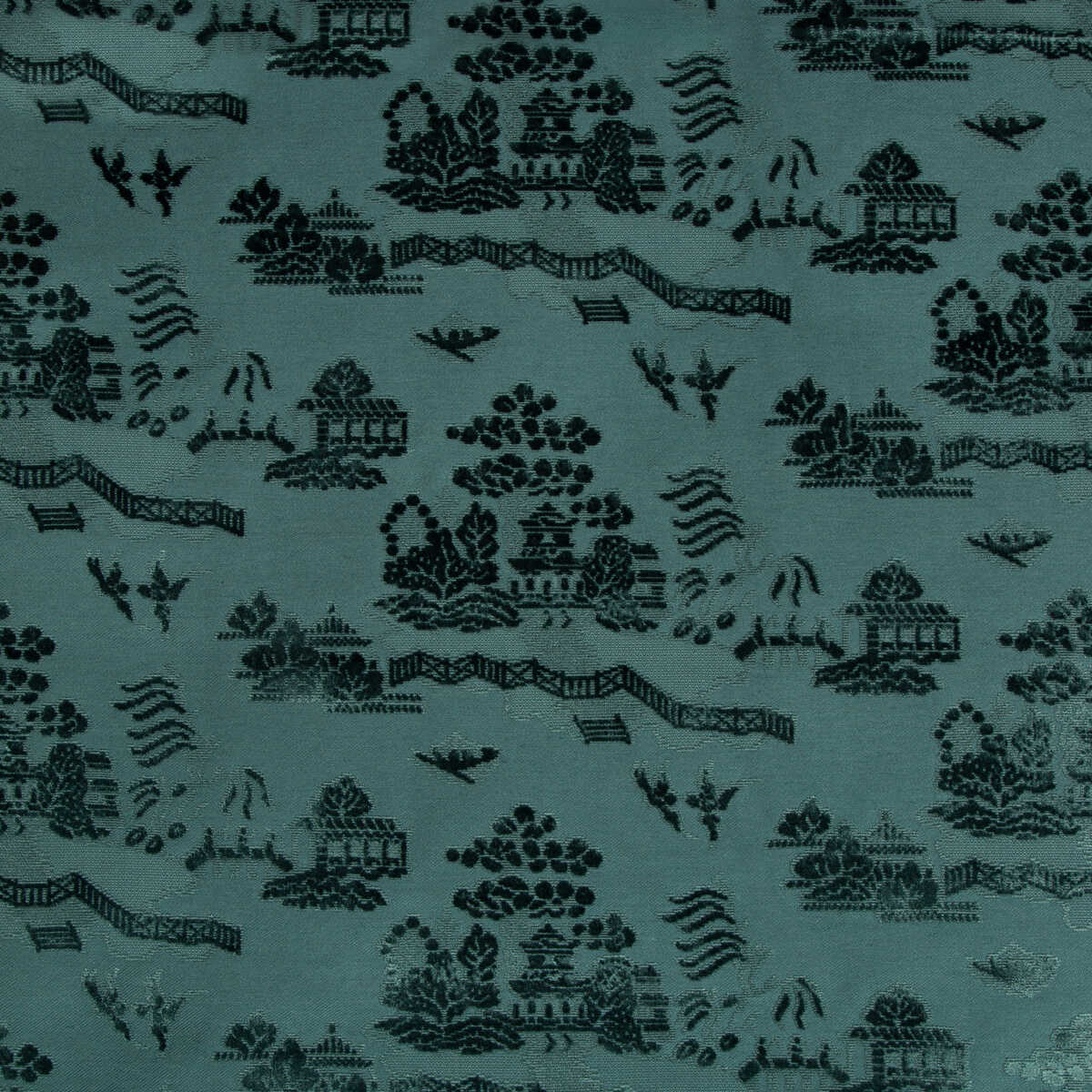 La Pagode Velvet - Teal - BRUNSCHWIG & FILS Tela