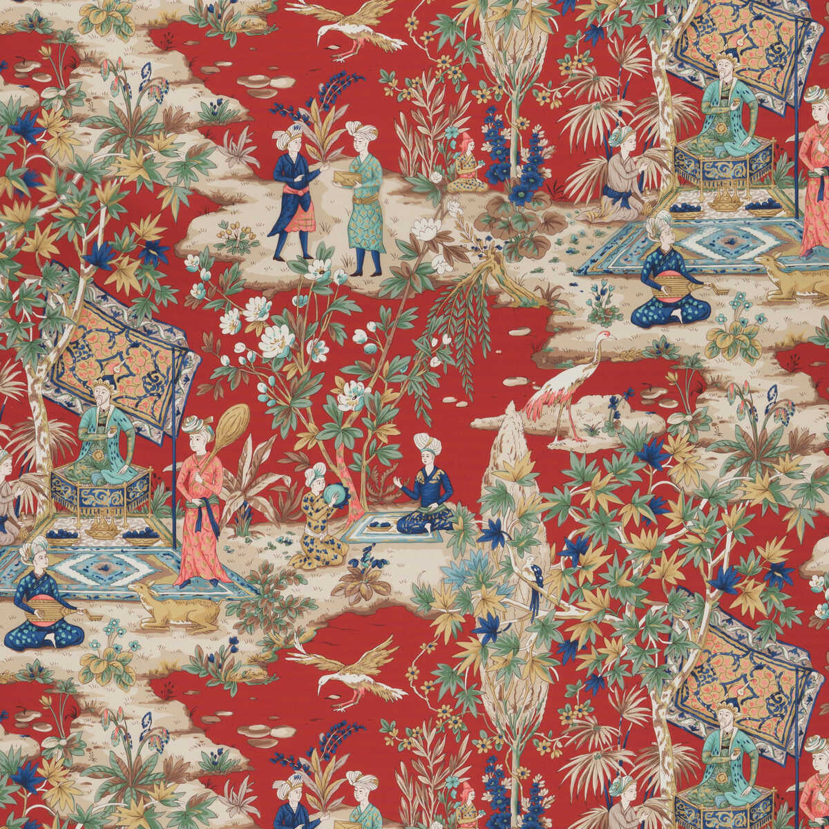 Lodi Garden Print - Red - BRUNSCHWIG & FILS Tela