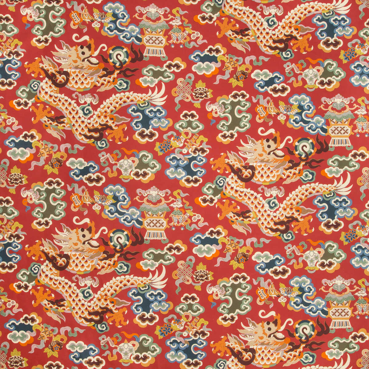 Ming Dragon Print - Claret - BRUNSCHWIG & FILS Tela