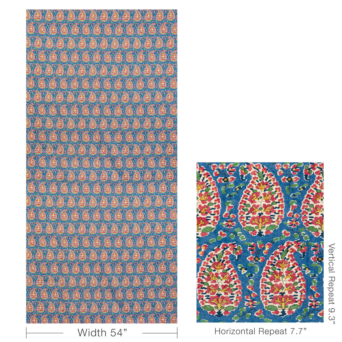 Rougier Print - Blue/Red - Brunschwig & Fils Fabric