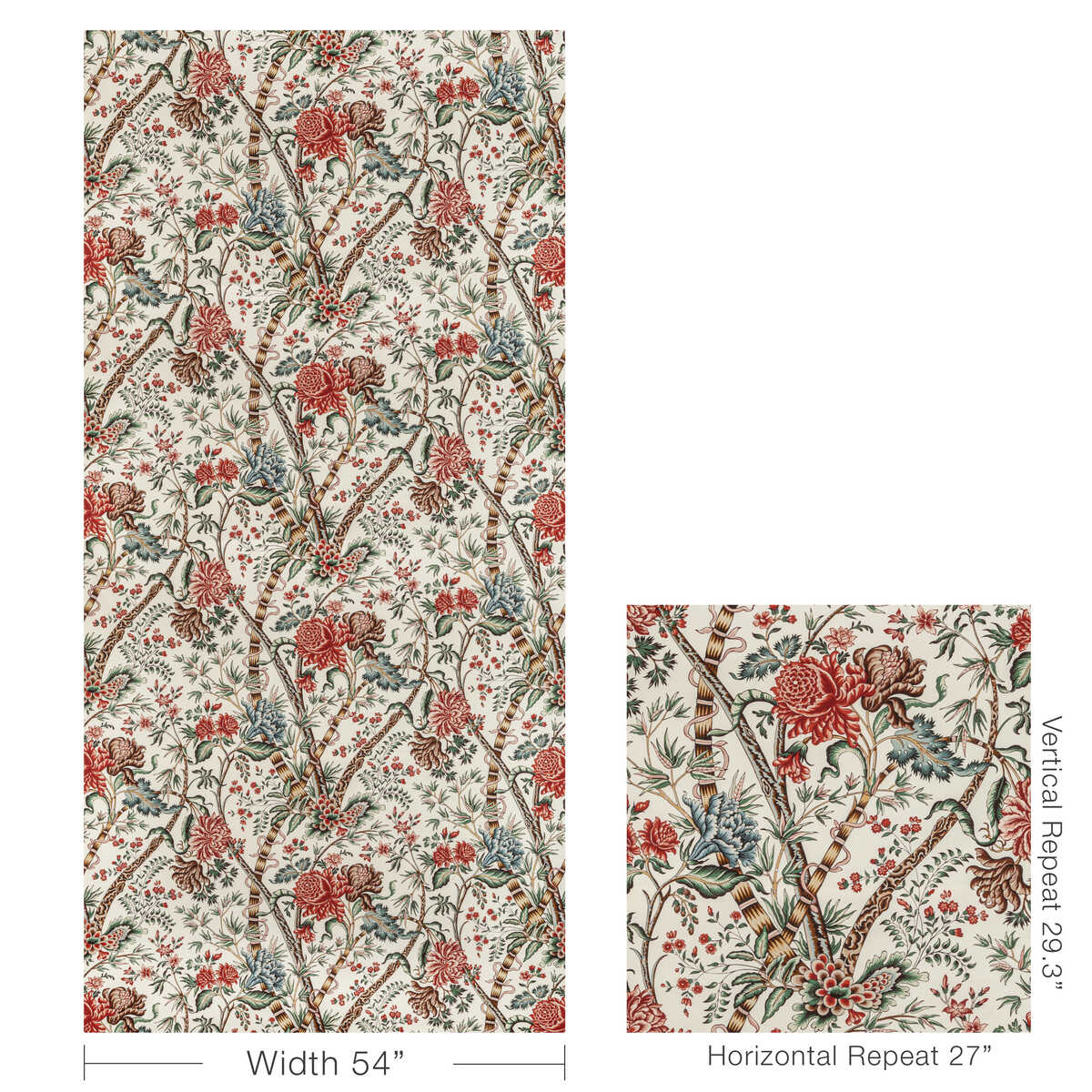 Luberon Print - Red/Teal - BRUNSCHWIG & FILS Fabric