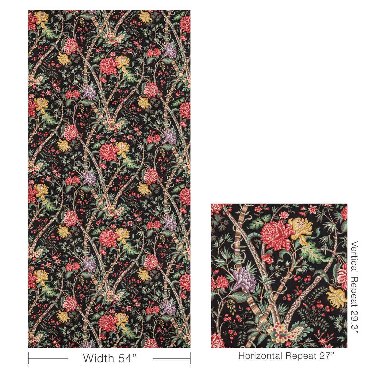 80221008190 Luberon Print Noir Multi Brunschwig Fils Fabric - BRUNSCHWIG & FILS Fabric