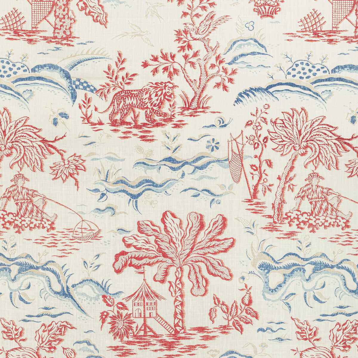 80221011950 Valensole Print Red Blue Brunschwig Fils Fabric