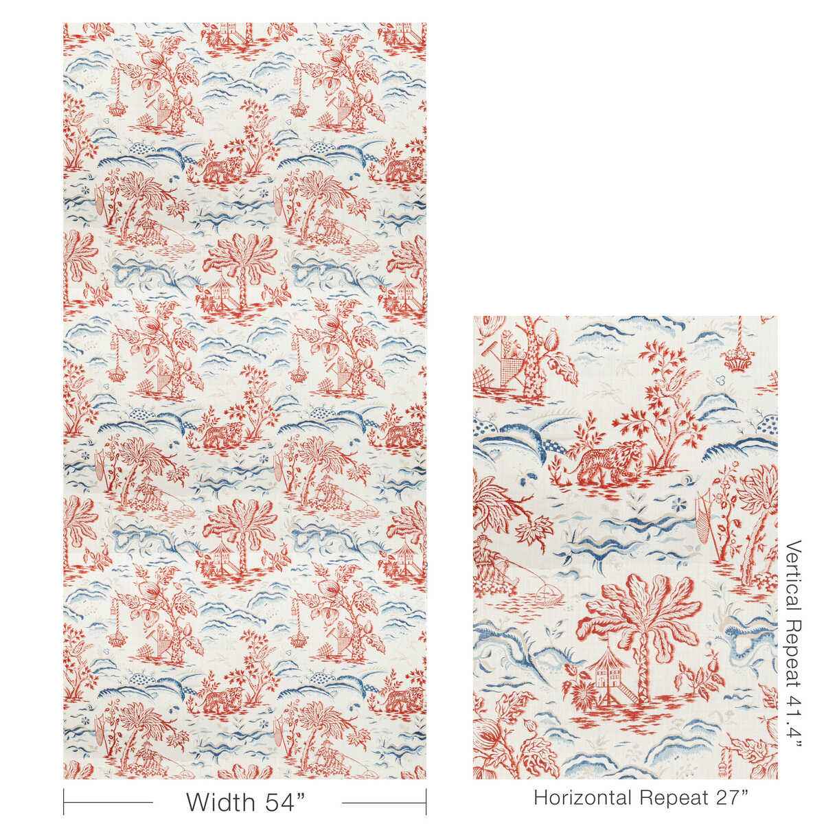 80221011950 Valensole Print Red Blue Brunschwig Fils Fabric - BRUNSCHWIG & FILS Fabric