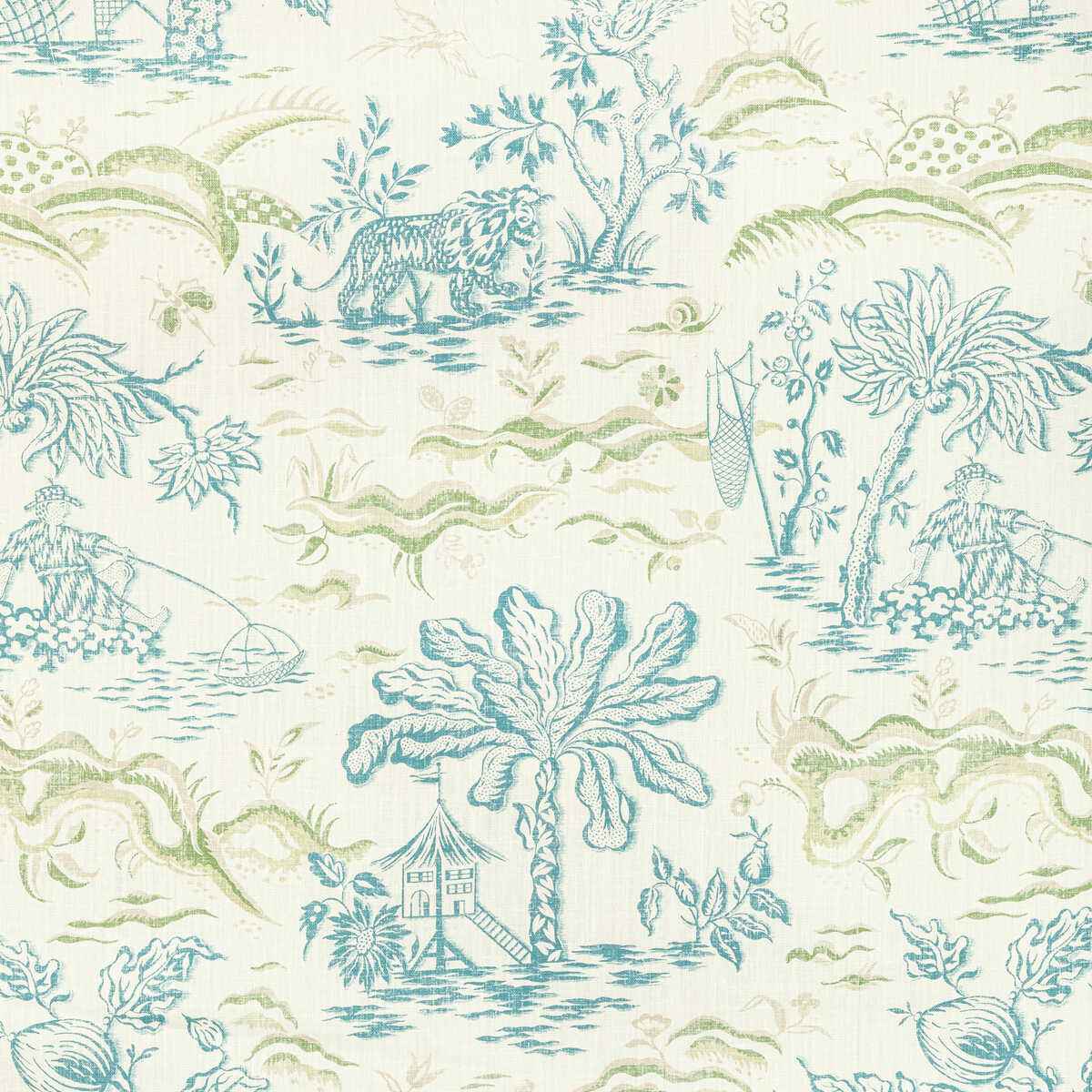 80221013530 Valensole Print Teal Leaf Brunschwig Fils Fabric