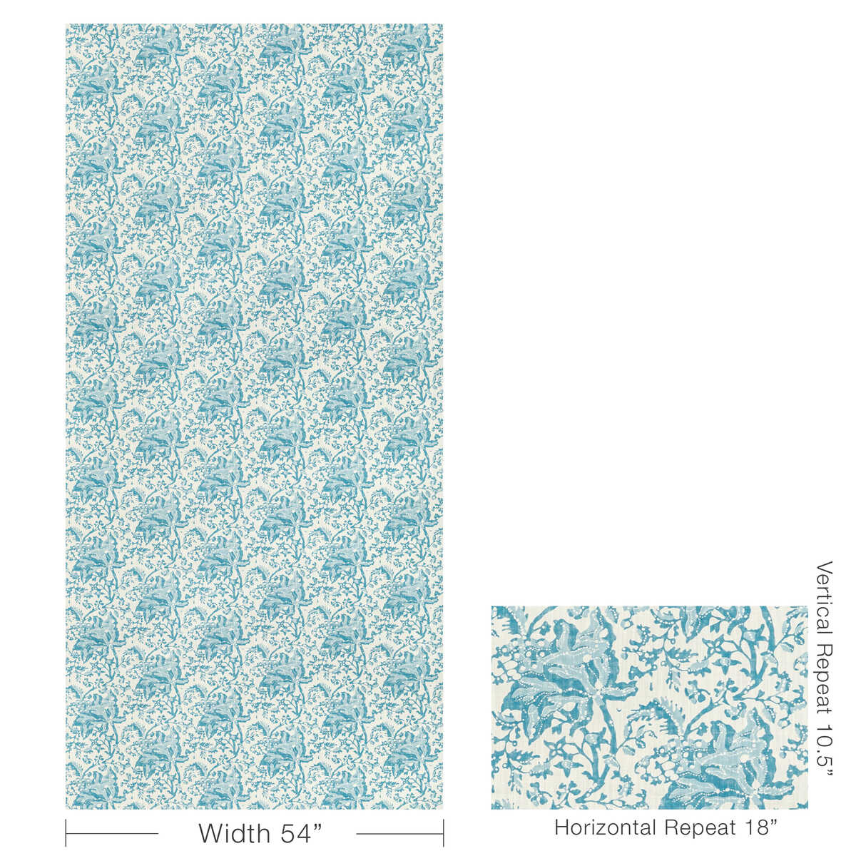 Weymouth Print - Aqua - BRUNSCHWIG & FILS Fabric