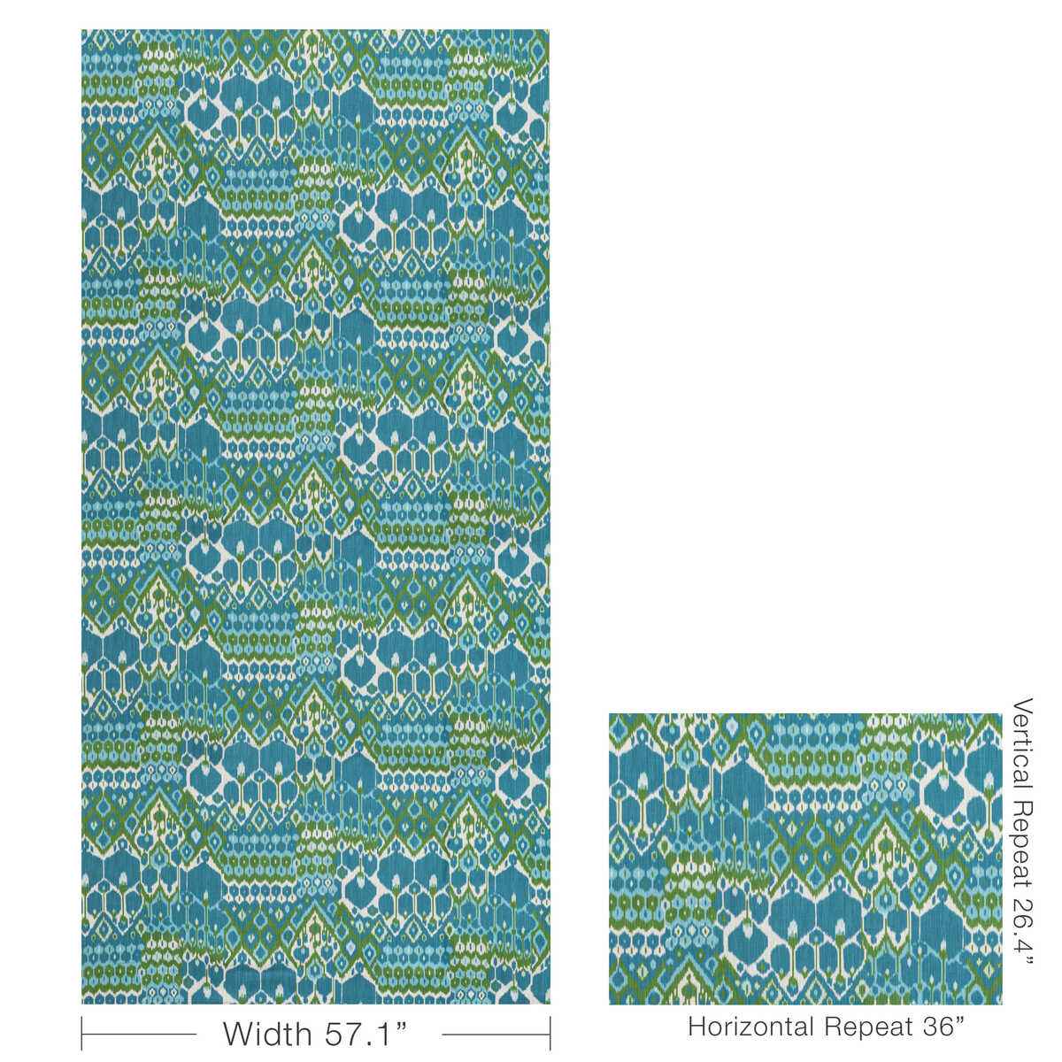 80221043530 Bonnieux Print Aqua Leaf Brunschwig Fils Fabric - BRUNSCHWIG & FILS Fabric