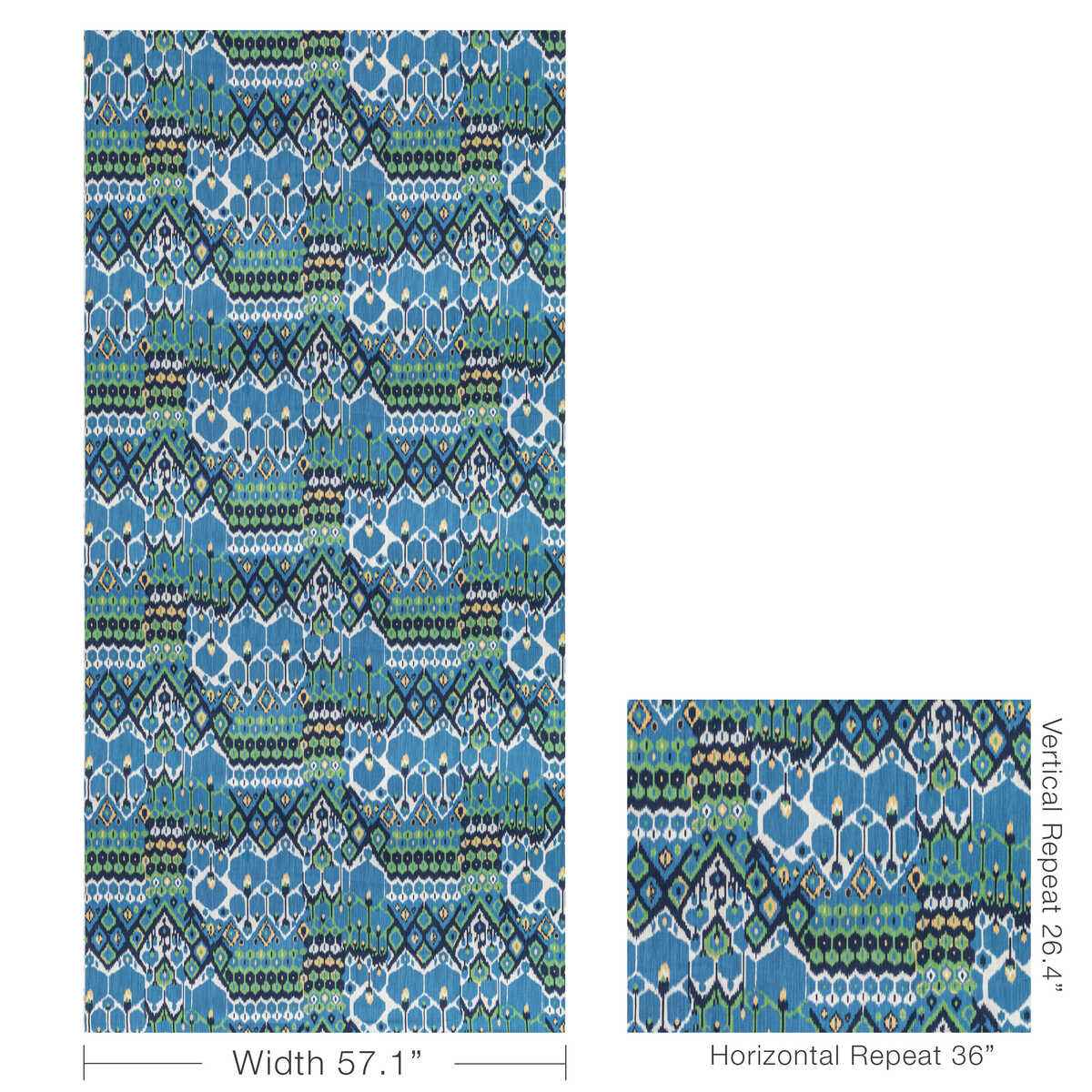 8022104530 Bonnieux Print Blue Leaf Brunschwig Fils Fabric - BRUNSCHWIG & FILS Fabric