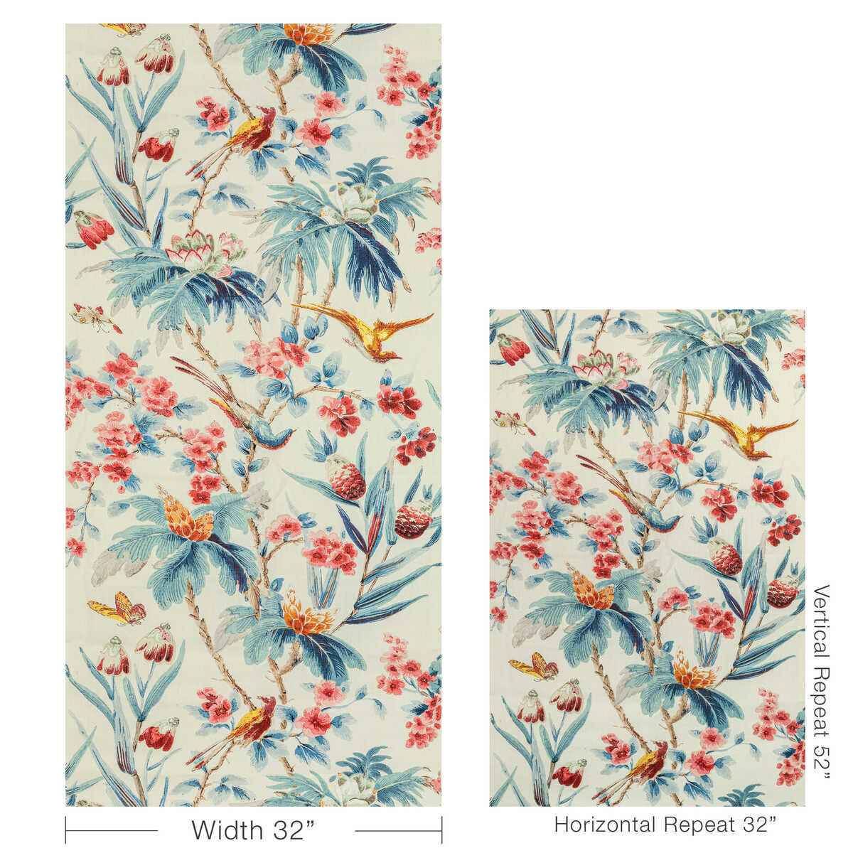 802212013190 Gastaud Print Aqua Berry Brunschwig Fils Fabric - BRUNSCHWIG & FILS Fabric