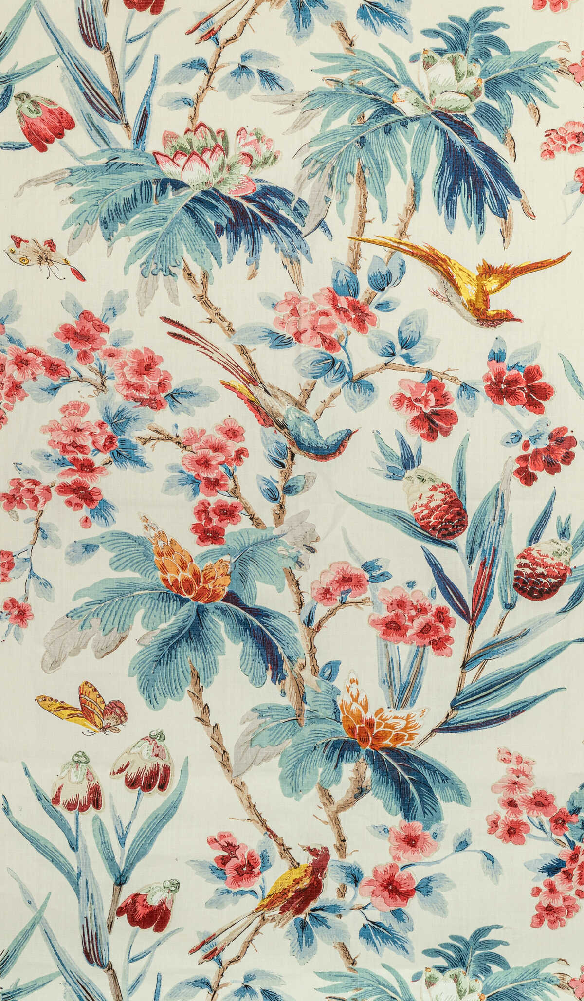 Gastaud Print - Aqua/Berry - BRUNSCHWIG & FILS Fabric