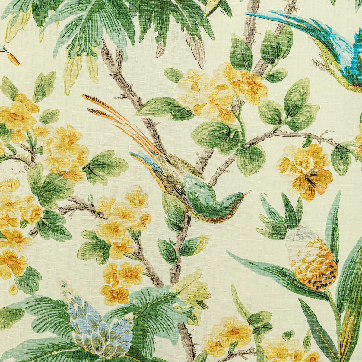 Gastaud Print - Gold/Leaf - BRUNSCHWIG & FILS Fabric