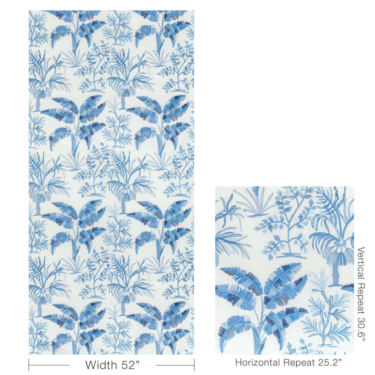 Martil Emb - Blue - BRUNSCHWIG & FILS Fabric