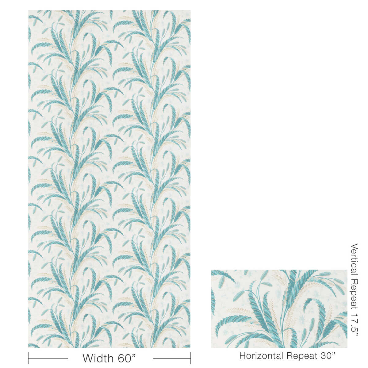Vernay Print - Aqua - BRUNSCHWIG & FILS Tela