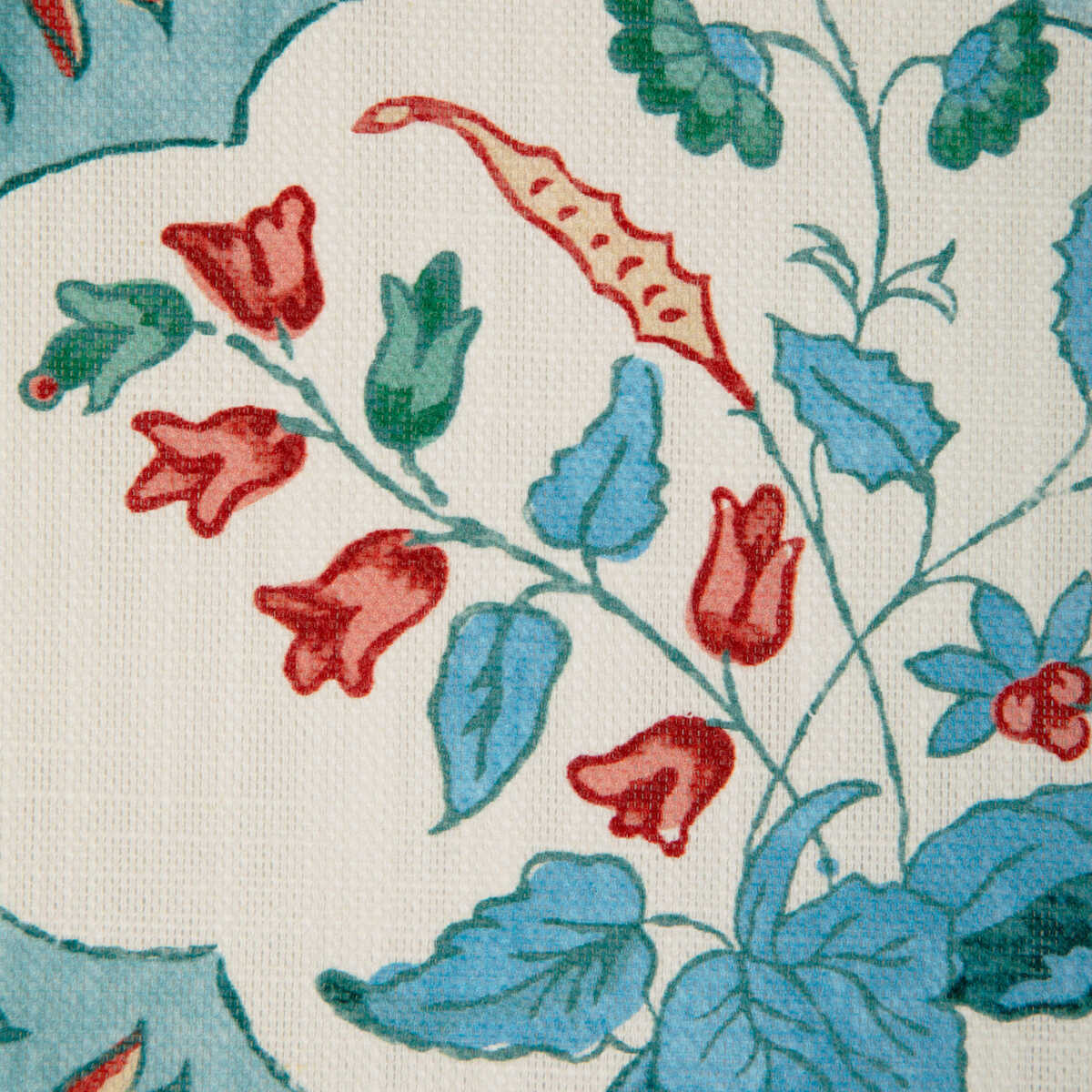 Ventoux Print - Teal/Rose - BRUNSCHWIG & FILS Fabric