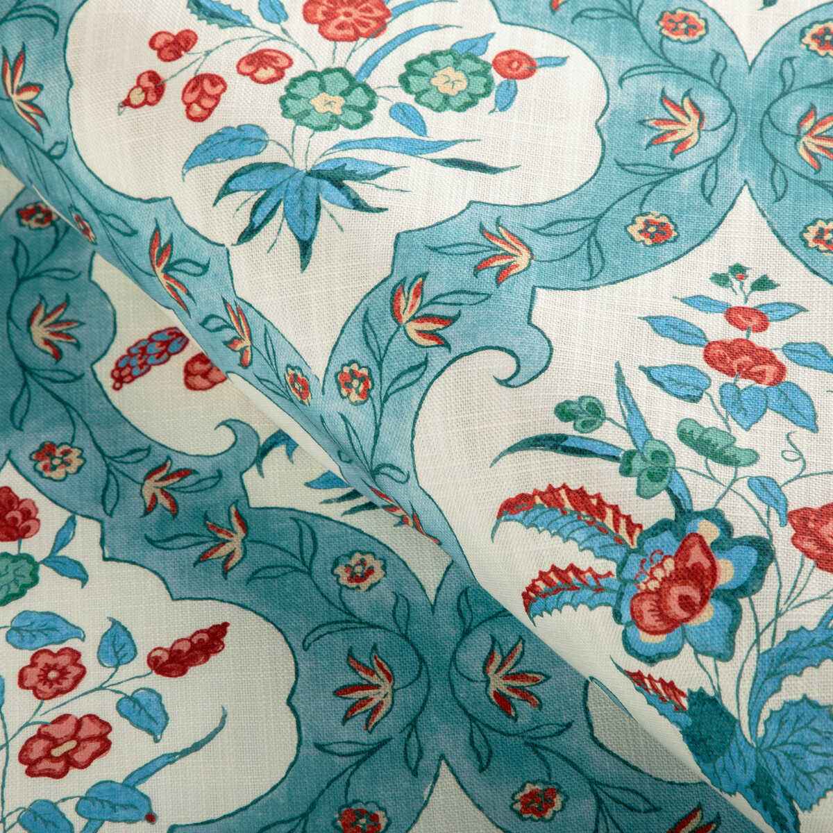 80231023530 Ventoux Print Teal Rose Brunschwig Fils Fabric - BRUNSCHWIG & FILS Fabric