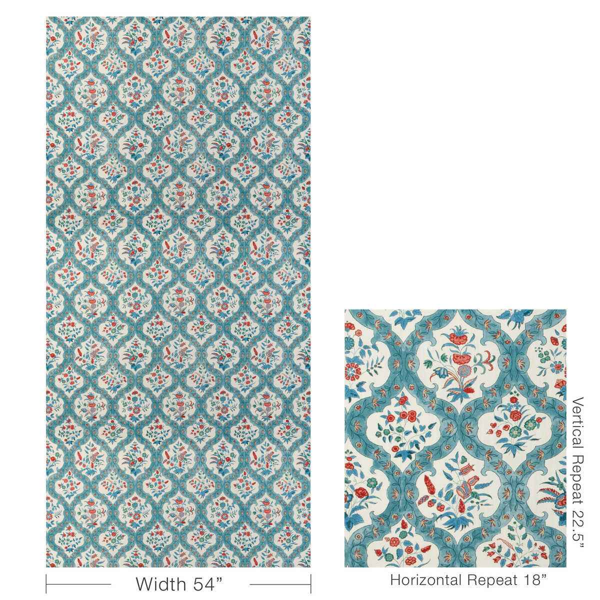 80231023530 Ventoux Print Teal Rose Brunschwig Fils Fabric - BRUNSCHWIG & FILS Fabric