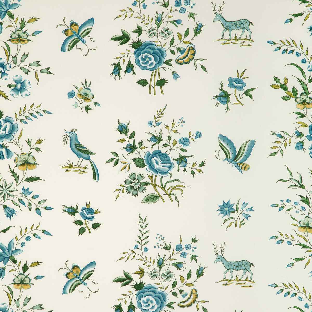 80231031940 Aurel Print Aqua Leaf Brunschwig Fils Fabric - BRUNSCHWIG & FILS Fabric