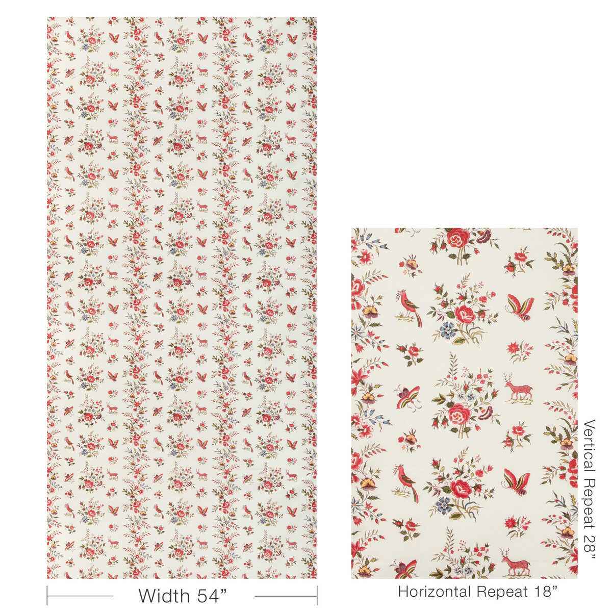 80231033190 Aurel Print Red Green Brunschwig Fils Fabric - BRUNSCHWIG & FILS Fabric