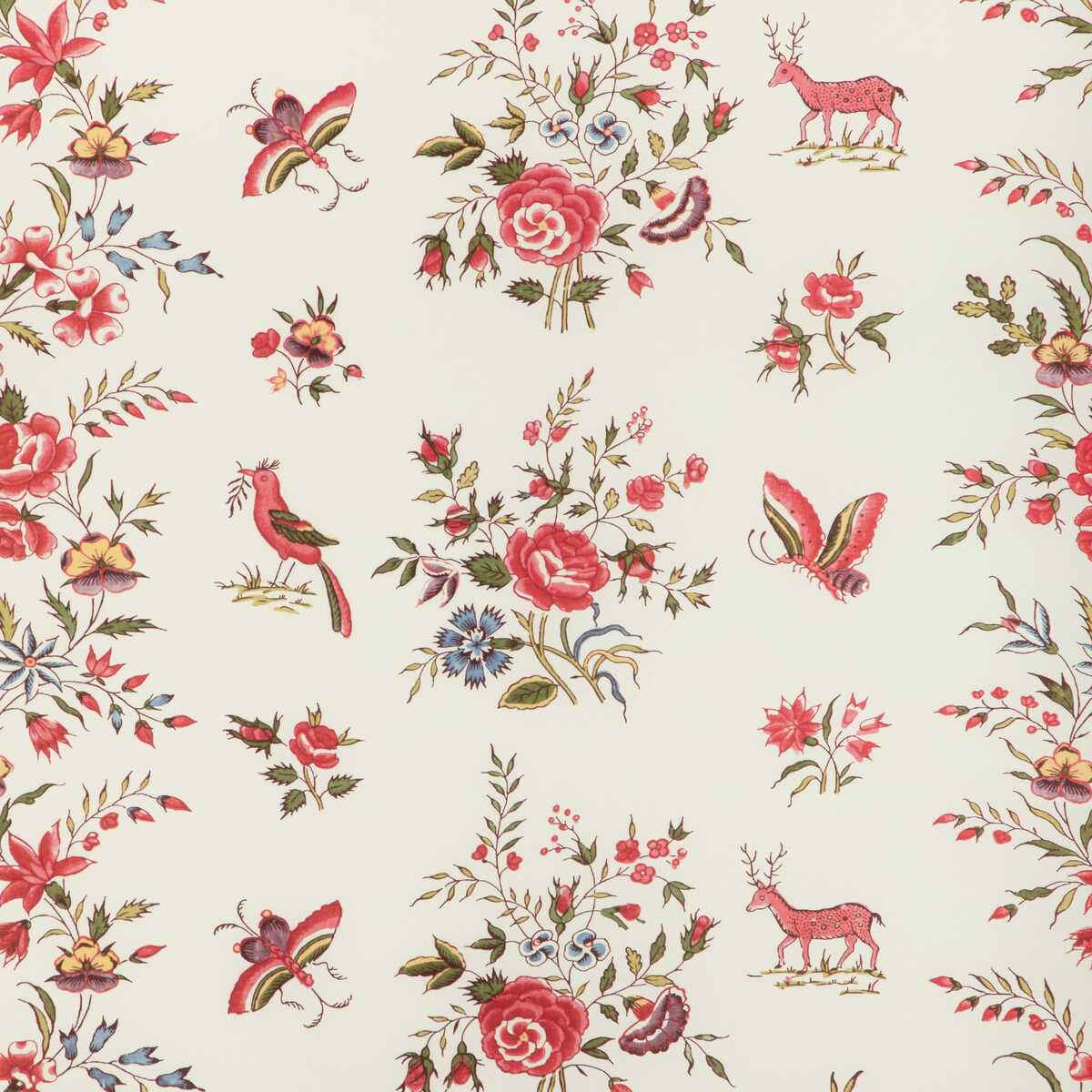 80231033190 Aurel Print Red Green Brunschwig Fils Fabric - BRUNSCHWIG & FILS Fabric