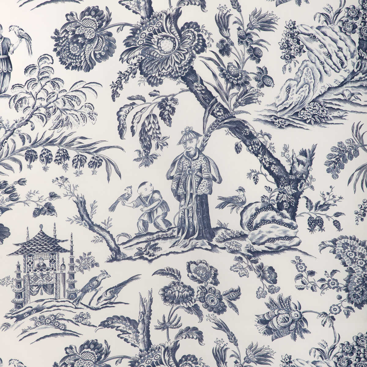 Marcel Print - Navy - BRUNSCHWIG & FILS Tela