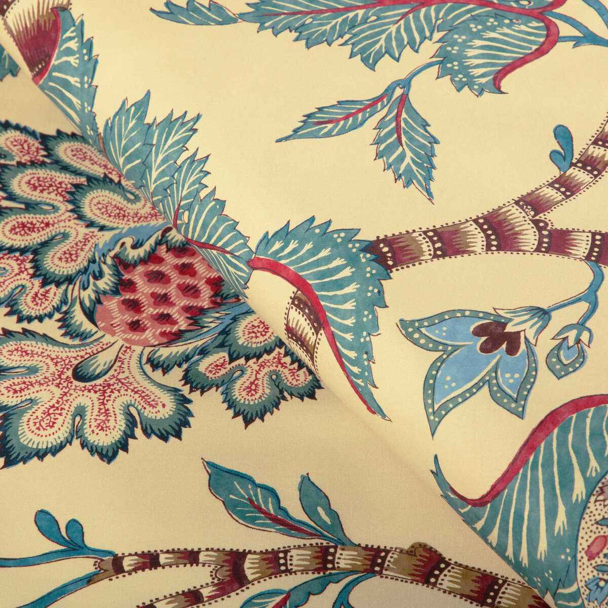 802310516350 Cadenet Print Beige Teal Brunschwig Fils Fabric - BRUNSCHWIG & FILS Fabric
