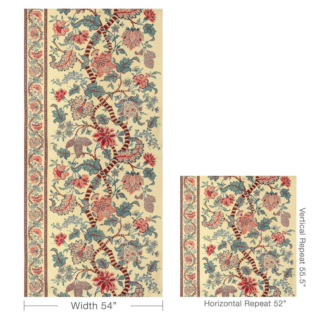 802310516350 Cadenet Print Beige Teal Brunschwig Fils Fabric - BRUNSCHWIG & FILS Fabric