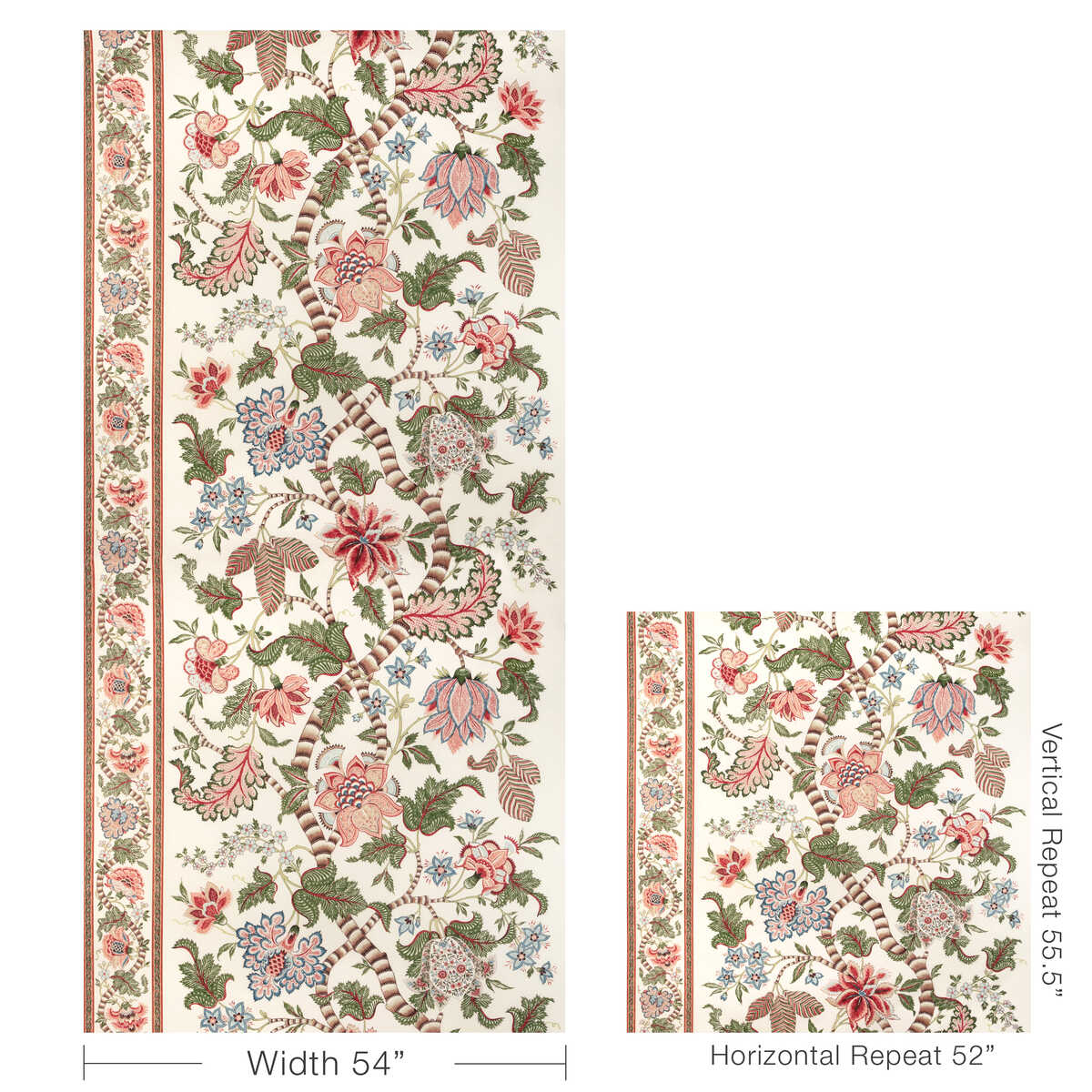 Cadenet Print - Apricot/Sage - BRUNSCHWIG & FILS Fabric