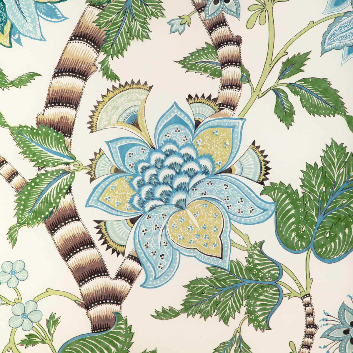 Cadenet Print - Aqua/Leaf - BRUNSCHWIG & FILS Fabric