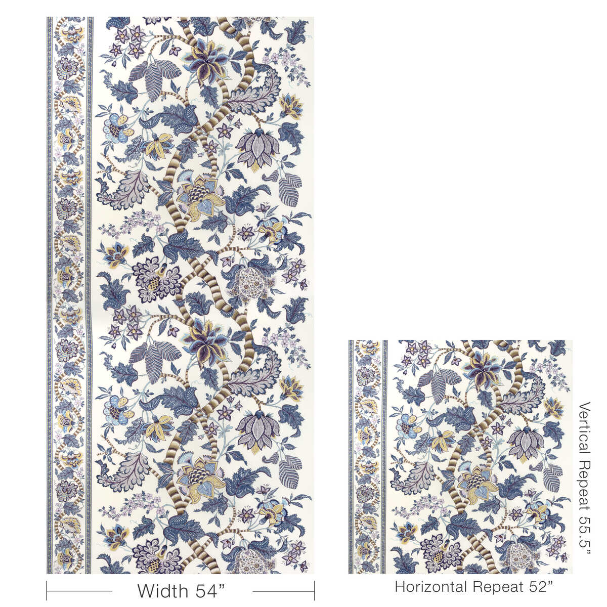 Cadenet Print - Blue/Gold - BRUNSCHWIG & FILS Fabric